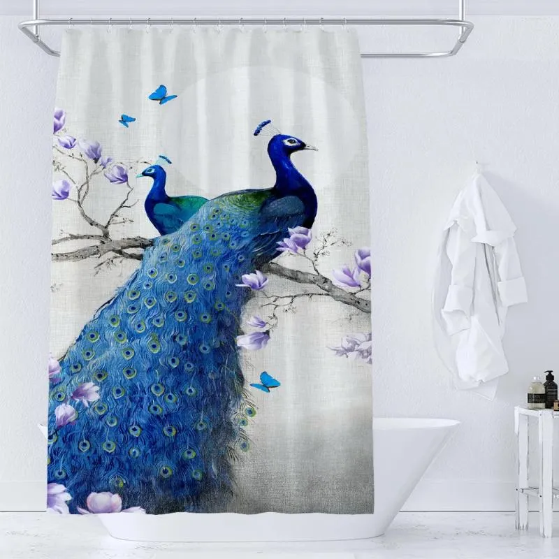 Dusch gardiner kinesisk stil påfåglar fågelblomma gardin tryck modern nordisk minimalistisk polyster heminredning badrum med krokar