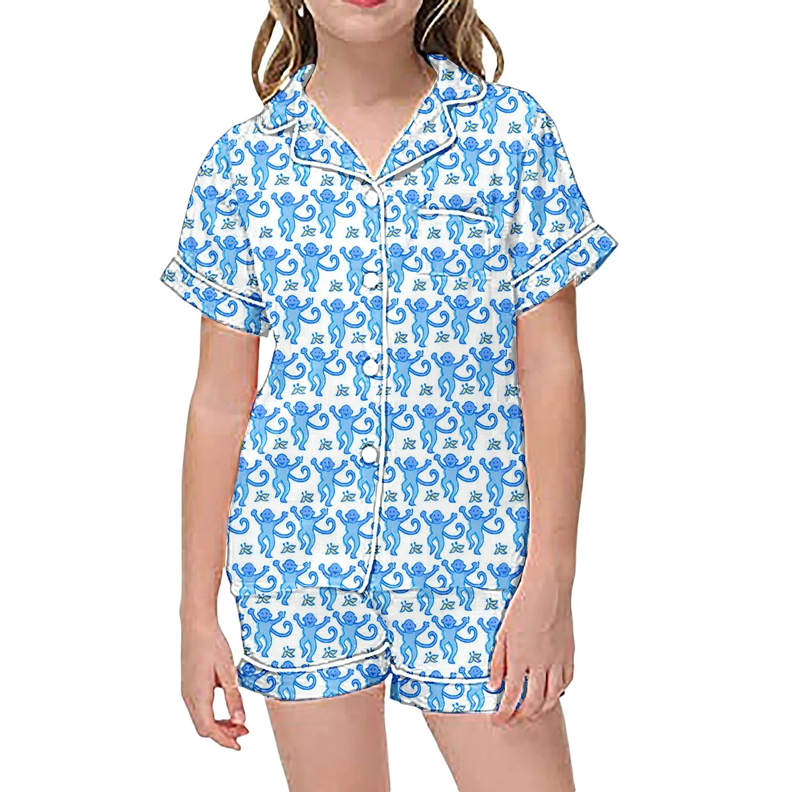 DHgate Kids Monkey Pajama Set Cozy Short Sleeved Loungewear for Boys Girls Baby Kids Maternity