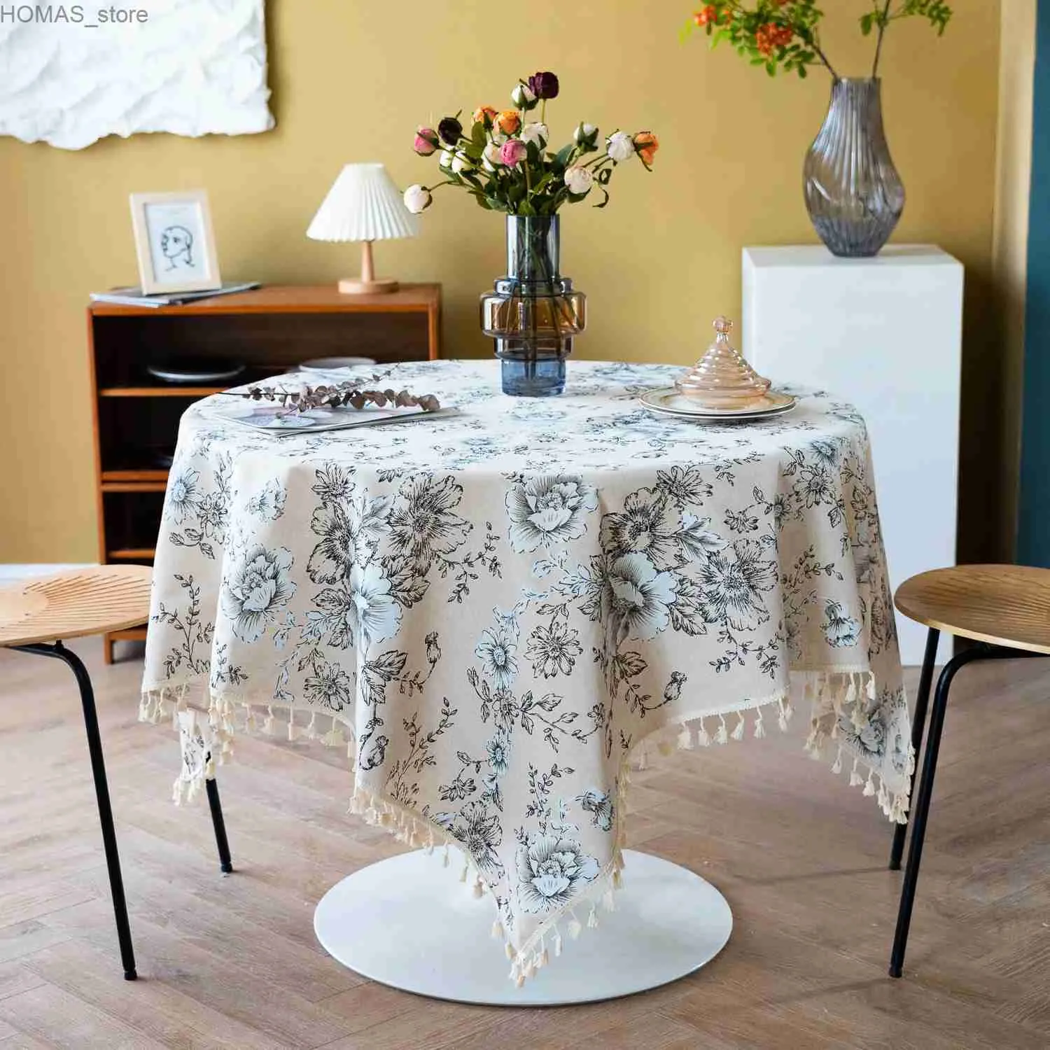 テーブルクロスハウス温暖化テーブルエクロスパストラル長方形のダイニングテーブルカバー耐久性国の結婚式の農家の装飾Y240401