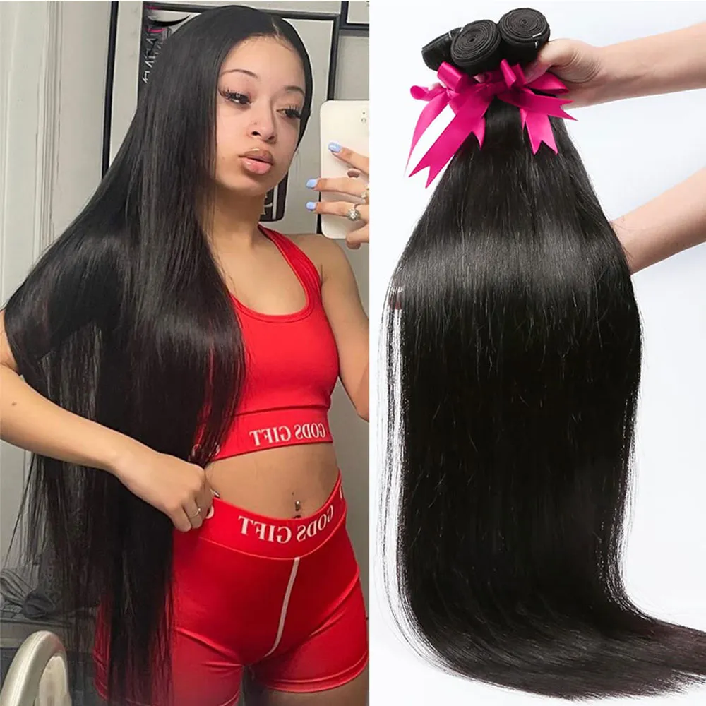 28 30 32 Inches Brazilian Straight Human Hair Bundles 3 4  display picture 2