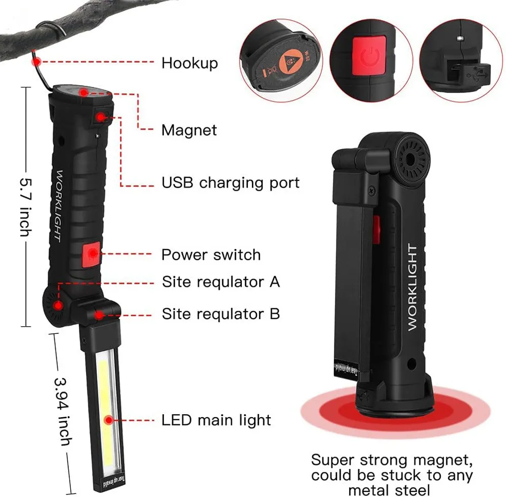 Led Work Light Portable Rechargeable,Inspection Work Lamp,Front 5W 350 - View #5