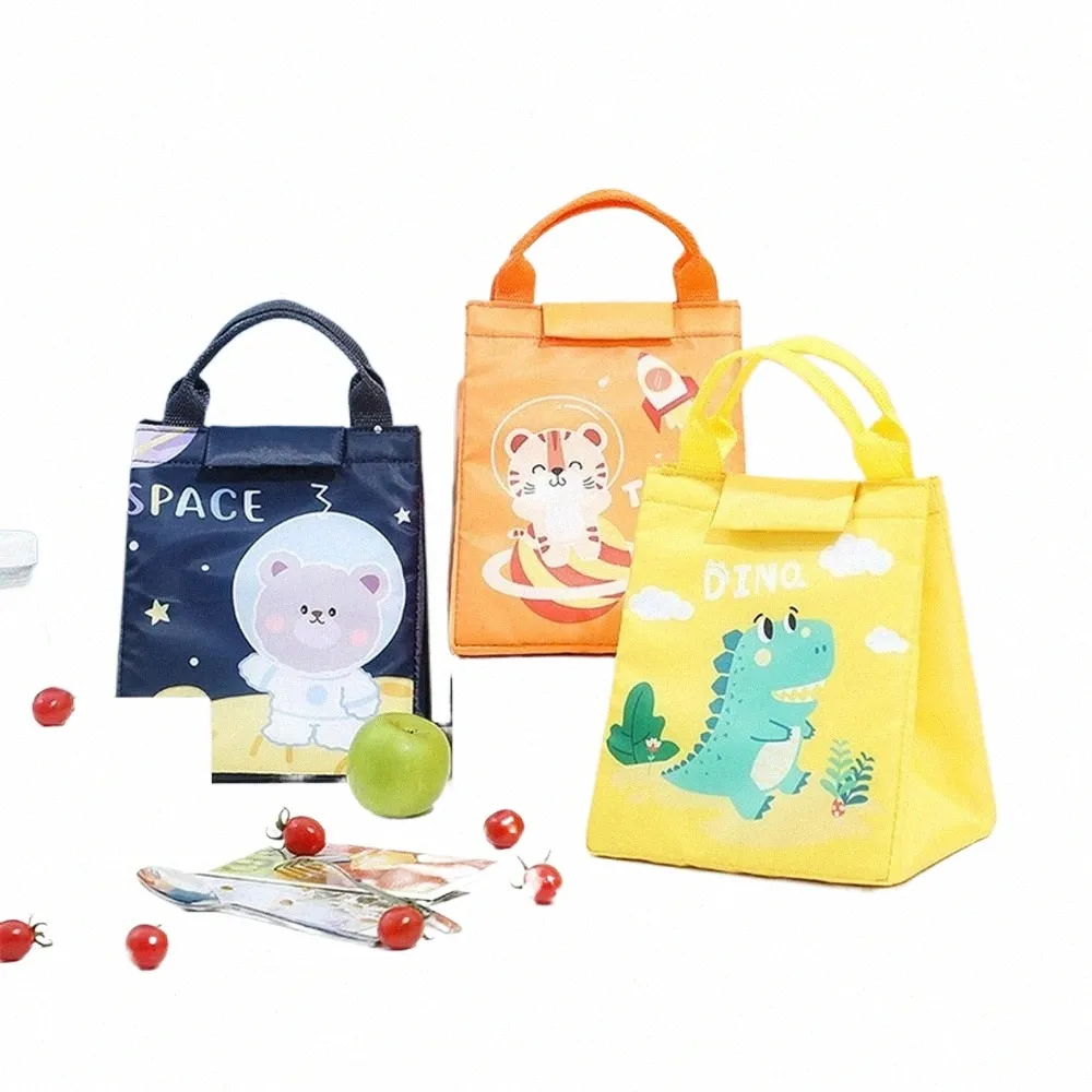 portable ECO-friendly Lunch Pouch Cute Animal Carto Print Pattern Food Thermal Box Travel Large Capacity Picnic Bag g3lo#