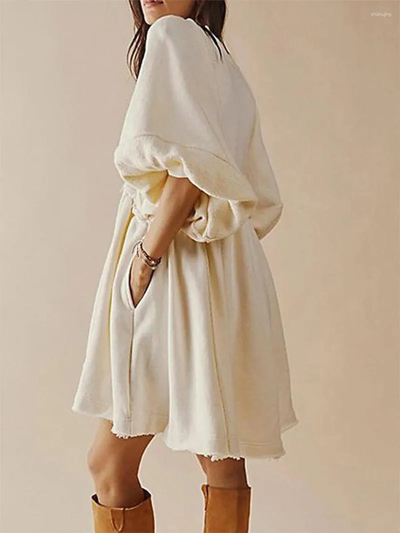 Kobiety bakorzyny damskie luźne mini sukienka solidna lantańska tunik