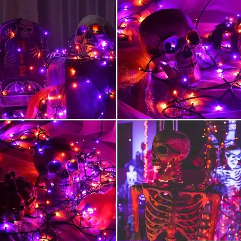 100 Ft LED String Lights, Purple, Orange &amp; Green Halloween Light ...