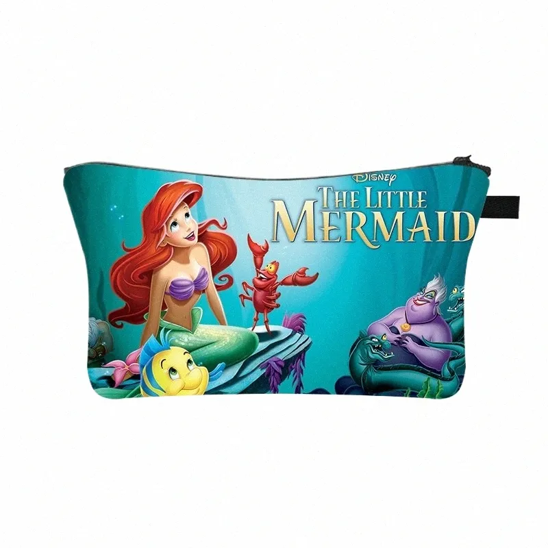the Little Mermaid Makeup Bags Carto Girls Cosmetics Zipper Pouchs For Travel Ladies Pouch Women Cosmetic Bag t7nm#