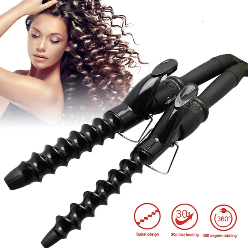 Electric Curler 22mm25mm Ceramic Curling Iron Hair Styling Curly Antiscalding Spiral Stick Monofunctional 240325