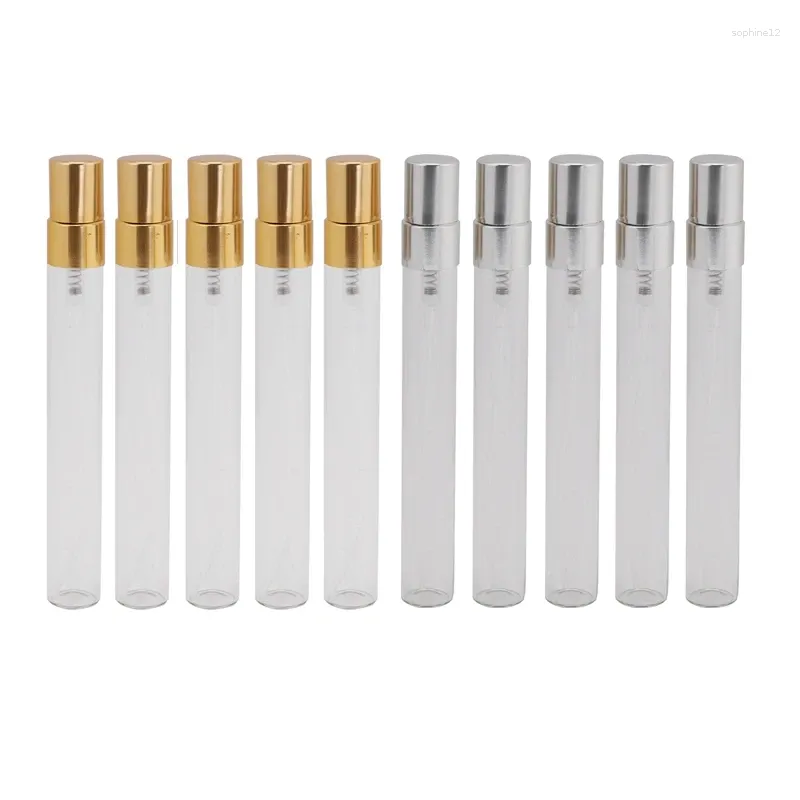 Bouteilles de stockage 10 pièces/10ML, flacon pulvérisateur de Parfum rechargeable, Portable, avec pompe en aluminium