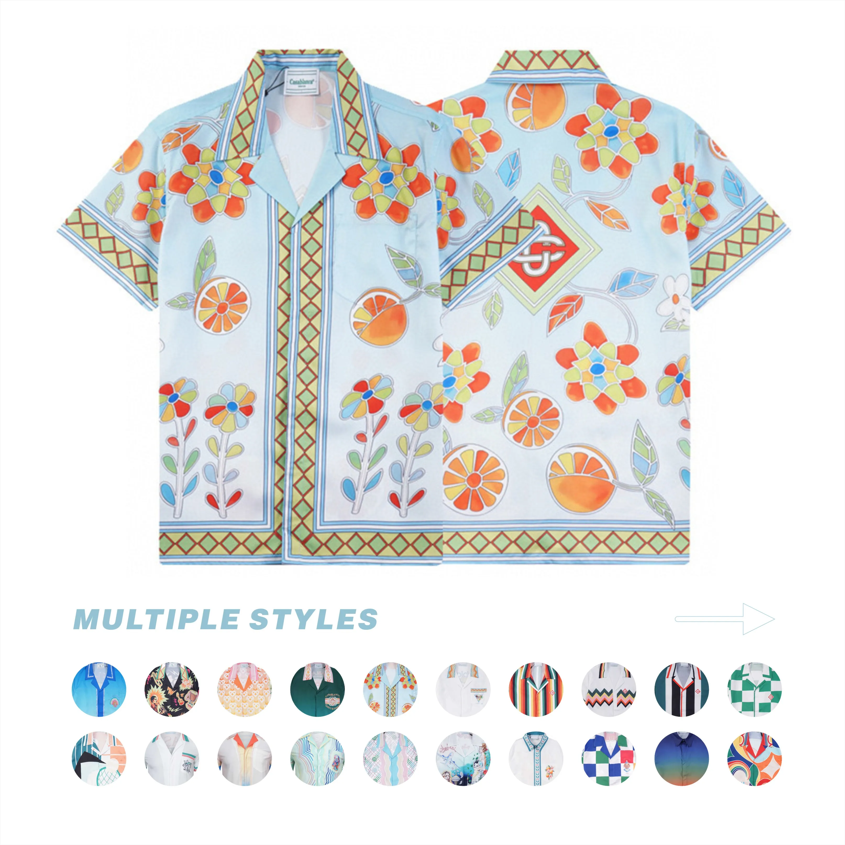 Казабланка дизайнерская рубашка мужская рубашка набор химиса роскошная коротка с короткими рукава
