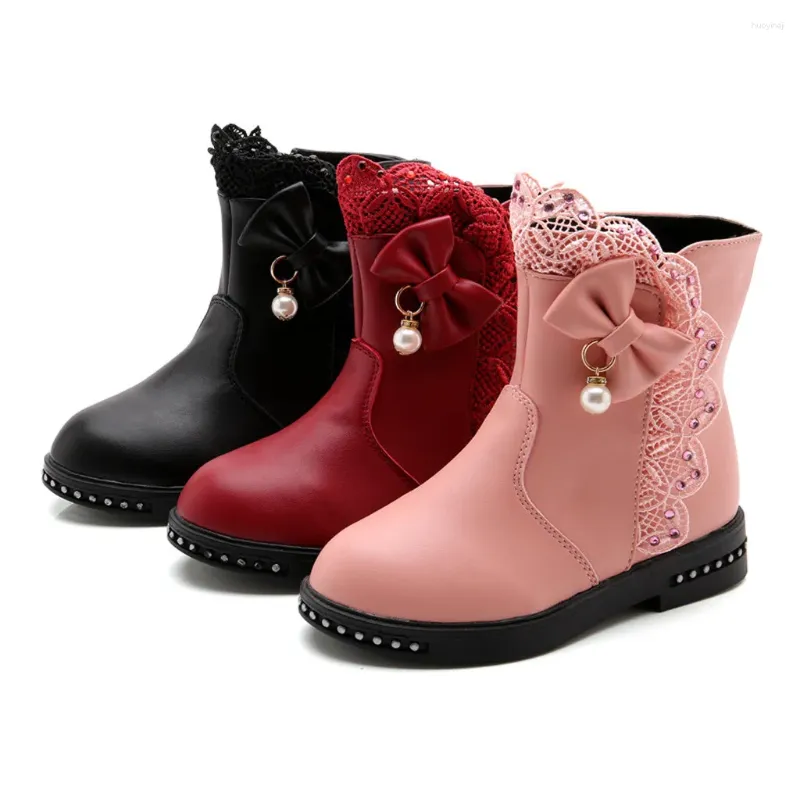 Stivali Ragazza Per Bambini Bambino Neonato Principessa Scarpe Con Nodo A Farfalla Moda In Pelle Chaussure Enfant Fille Hiver #Y2