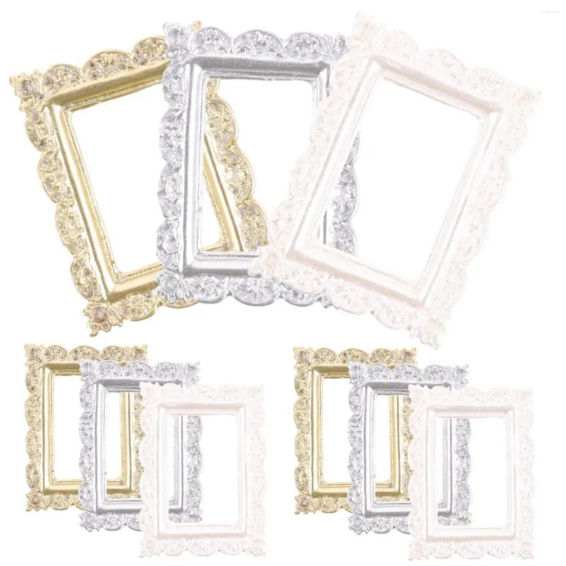 Frames 9 Pcs Retro Decor Po Frame Ornaments DIY Mini Resin Picture Crafts Vintage