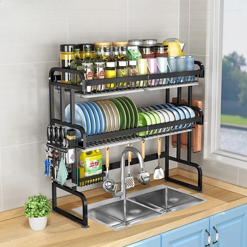 Magazynowanie kuchenne Aoliviya Oficjalne 304 STALIM STELLIC Black Sink Rack Dish