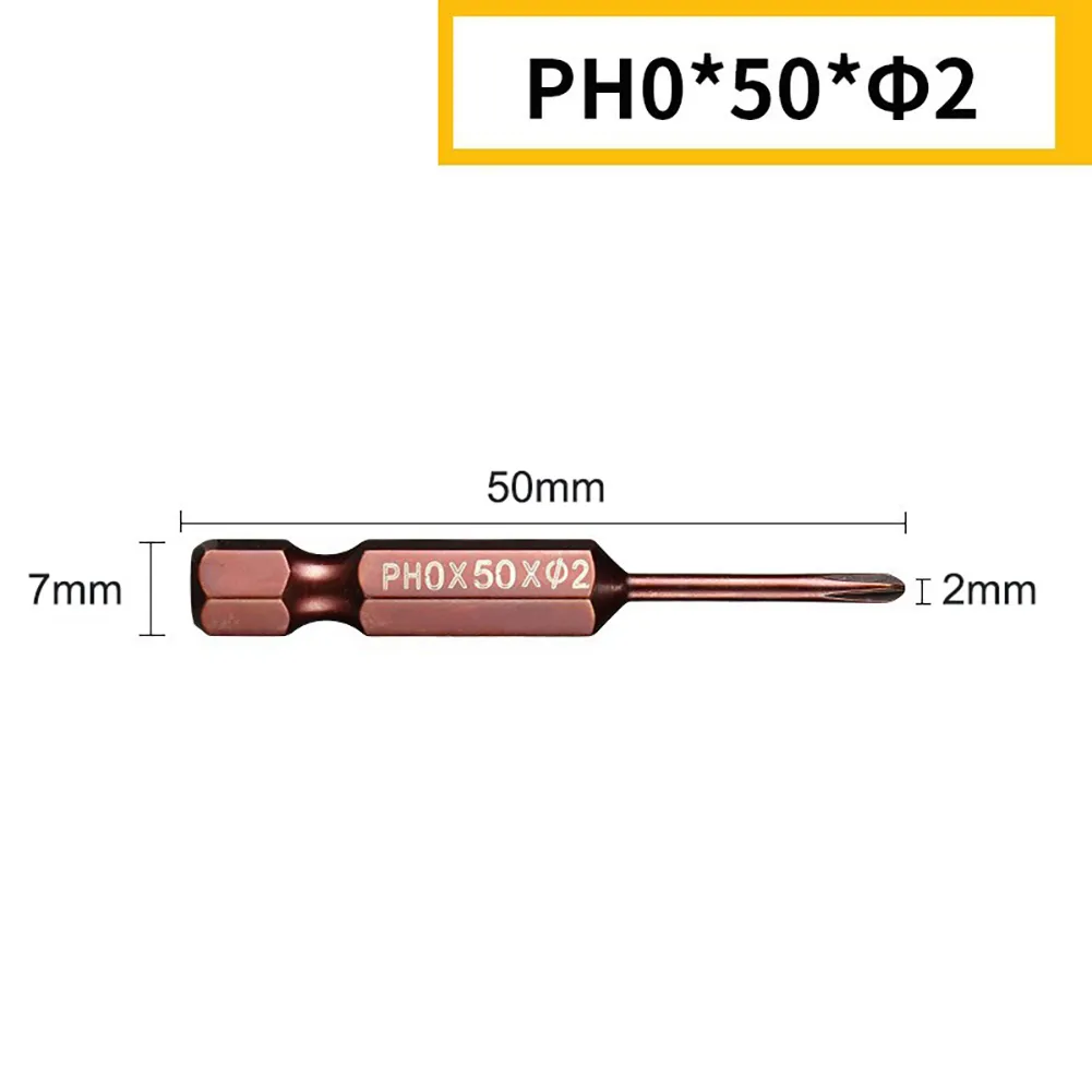 50 mm Ph00 Ph0 Ph1 PH2 Bit de tournevis de 1,6-5,0 mm Bit de tournevis magnétique pour le tournevis à main / forage électrique en acier en alliage