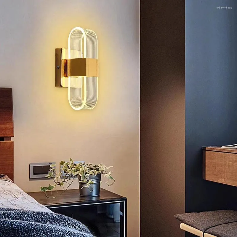 Lampa ścienna Morden LED Sconce Gold Aisle Schody Lekkie Środek Sypialny Bedside Bedside Restaurant El Decoration