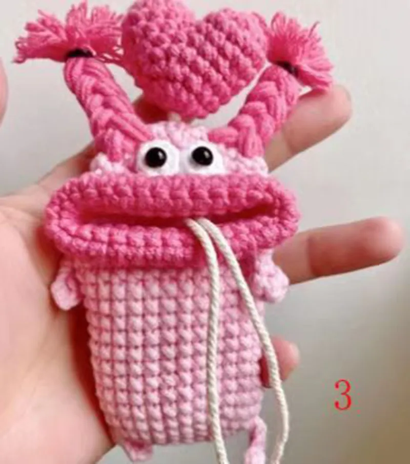 Funny Crochet Keychains Knitting Cute Sausage Mouth Doll Key