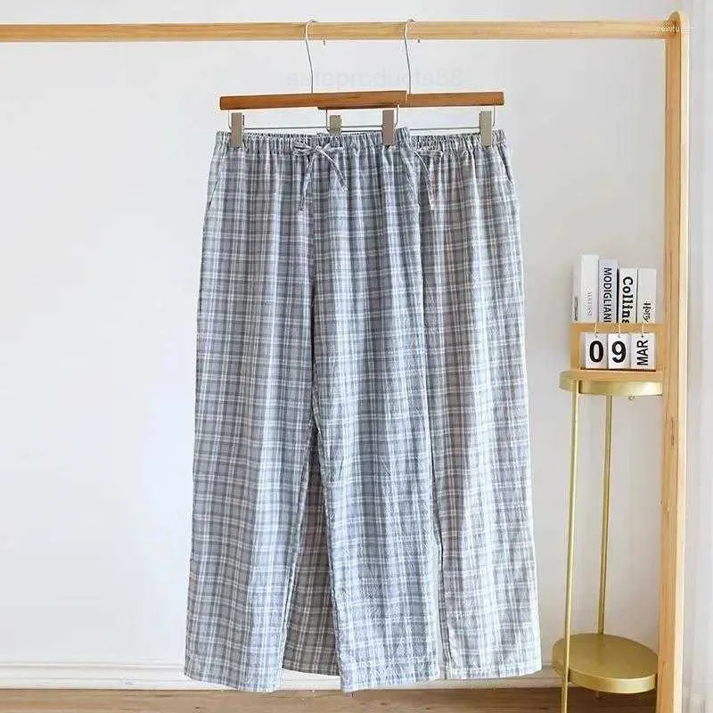 Pyjamas pour femmes Été Casual Hommes Taille et Plaid Printemps Femmes Bas Coton Lâche / Pyjamas Élastique Sommeil Maison Pure Pantalon Pour