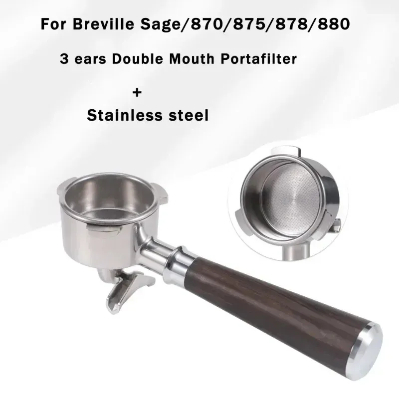 Portafiltro per caffè in acciaio inossidabile da 54 mm per Breville Sage 870/875/878/880 Strumento per filtro con maniglia per caffè senza fondo/doppio beccuccio 240328