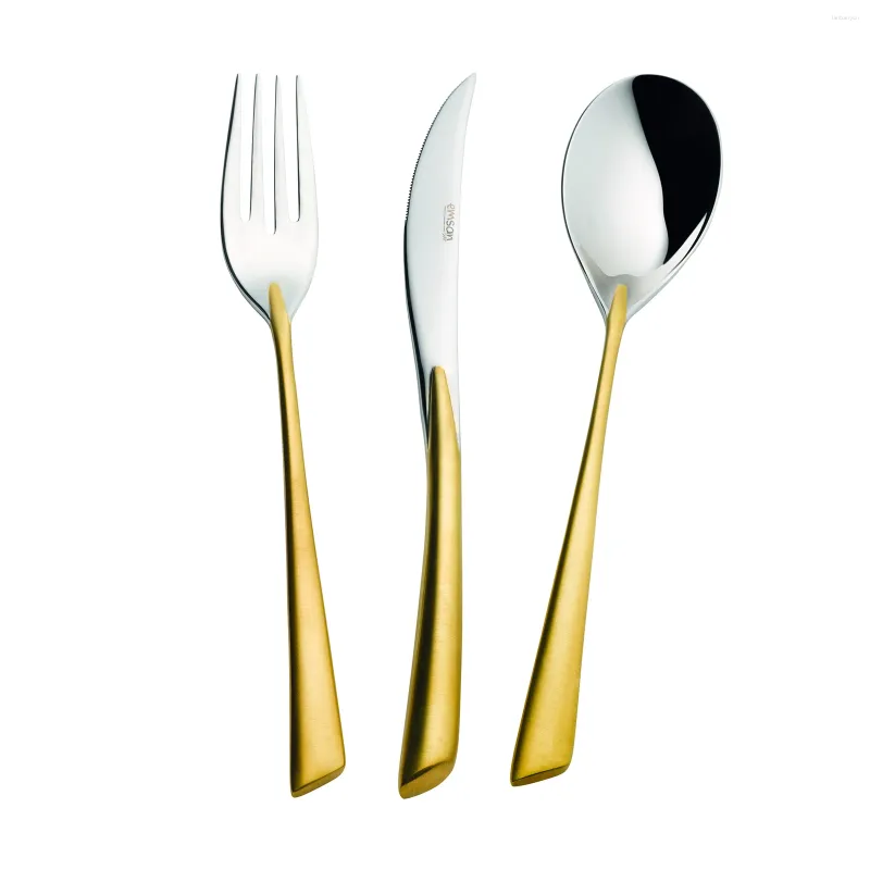 Flatvaruuppsättningar Fabulous Curved Gold Silver 84 PCS 12 personer Anti repade rostfritt stjäla bestickuppsättning