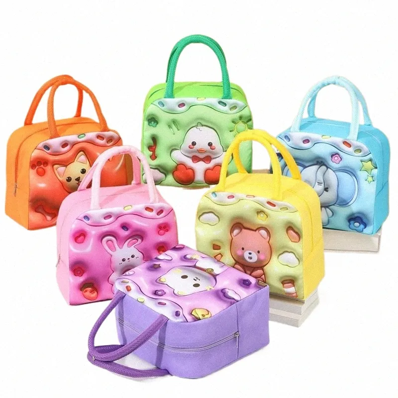 carto Bambini Bambini Bento Bag Oxford Foglio di alluminio Borse termiche per ragazze Insulati Impermeabile Lunch Box Scuola Ufficio Picnic L8yB #