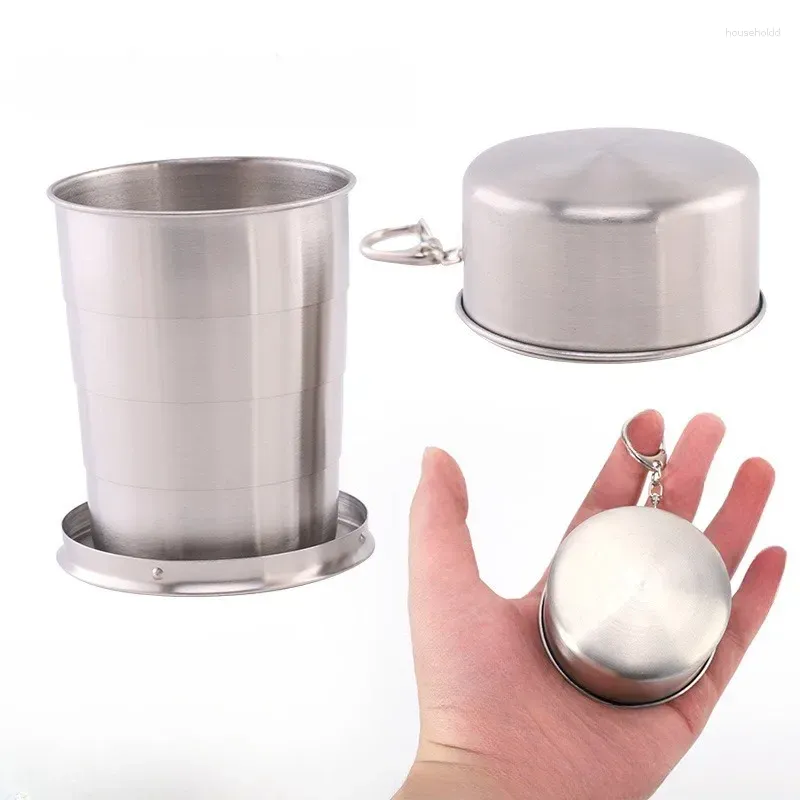 Tumblers 304 Stainless Steel Cup S Glass Travel Compression Key Ring Water Portable Outdoor Folding