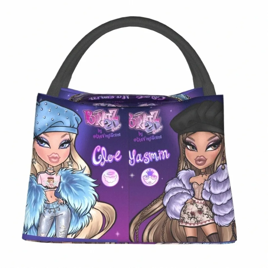 Bratz Girl Carto Lunch Bag Bonito Engraçado Lancheira Para Mulheres Viagem Portátil Zipper Cooler Bag Personalizado Térmica Tote Bolsas Z4ip #