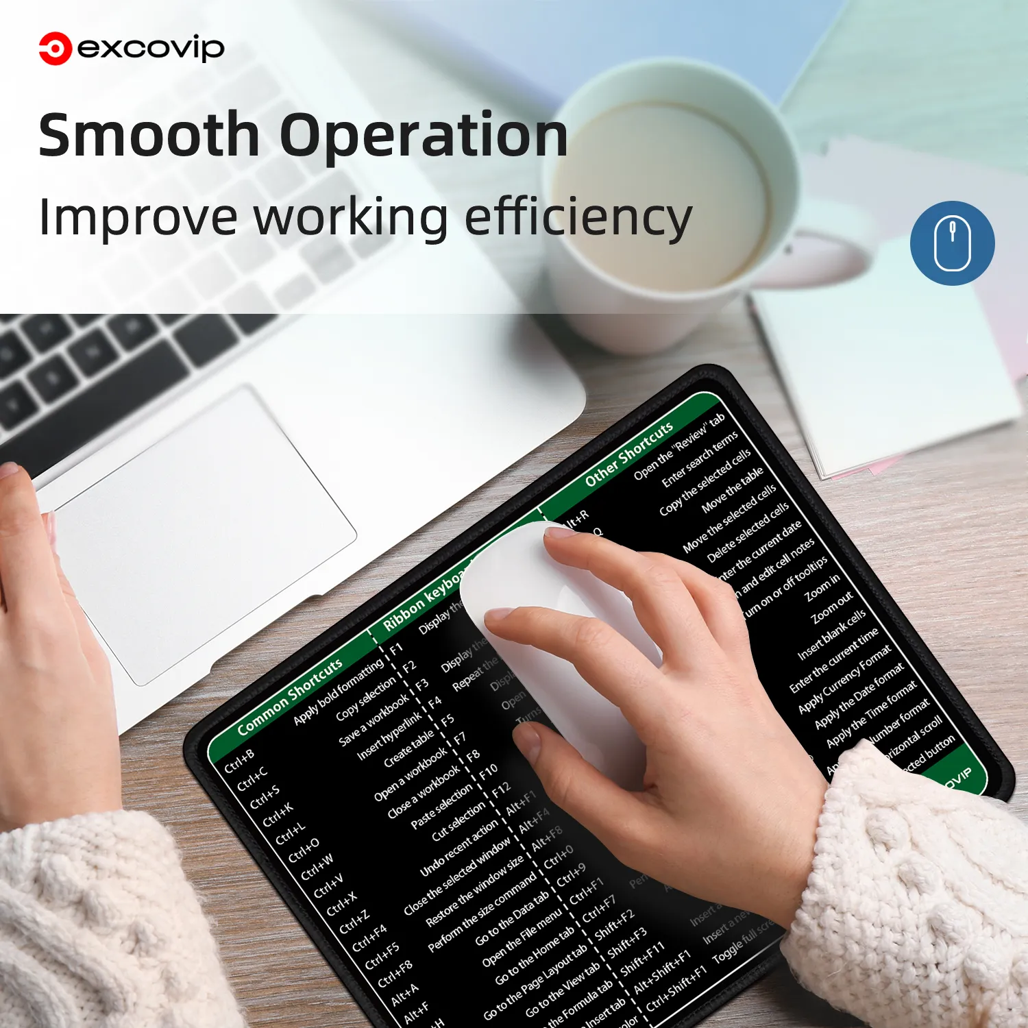 EXCO Excel Shortcuts Mouse Pad With Stitched Edge ... From Ddmyperfect ...