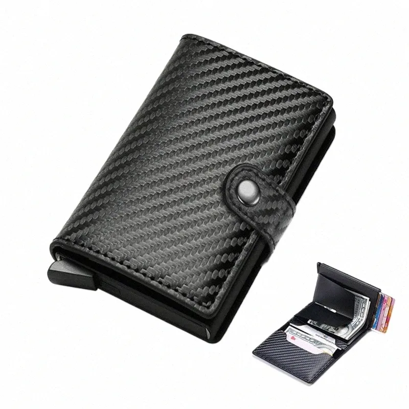 ID Credit Bankkaarthouder met Hasp Portemonnee Mannen Anti Rfid Blokkeren Beschermd Magic PU Leer Slanke Mini Kleine Mey Portefeuilles Case s9dv #