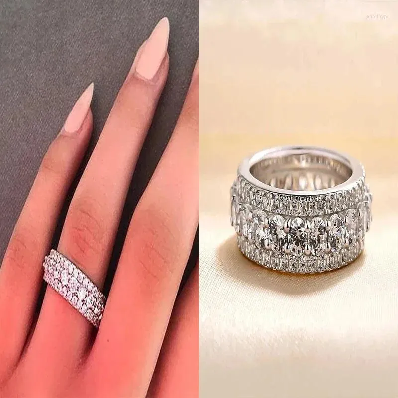 Bagues de cluster promesse avec zircone cubique ronde bandes de mariage femme pour la fête de fiançailles de luxe à la mode femmes bijoux