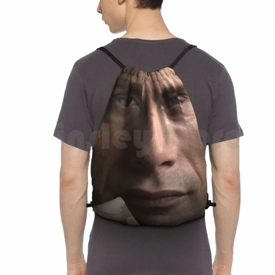 Mads Mikkelsen / Hannibal Lecter Yüz Atma Yastığı II Sırt Çantası Drawstring Çantası Binicilik Tırmanma Spor Salonu Çantası Mads Mikkelssen Rogue O81S#