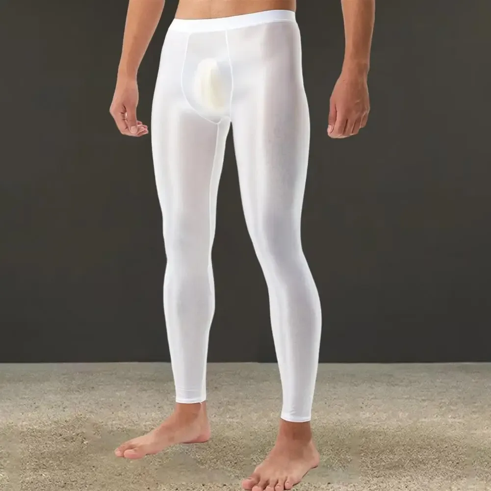 Pantalons élastiques Silky Slice Slim Fit High Elastic Long Johns Leggings avec U Convex Bulge Soft Soft Breathable Mid Waist