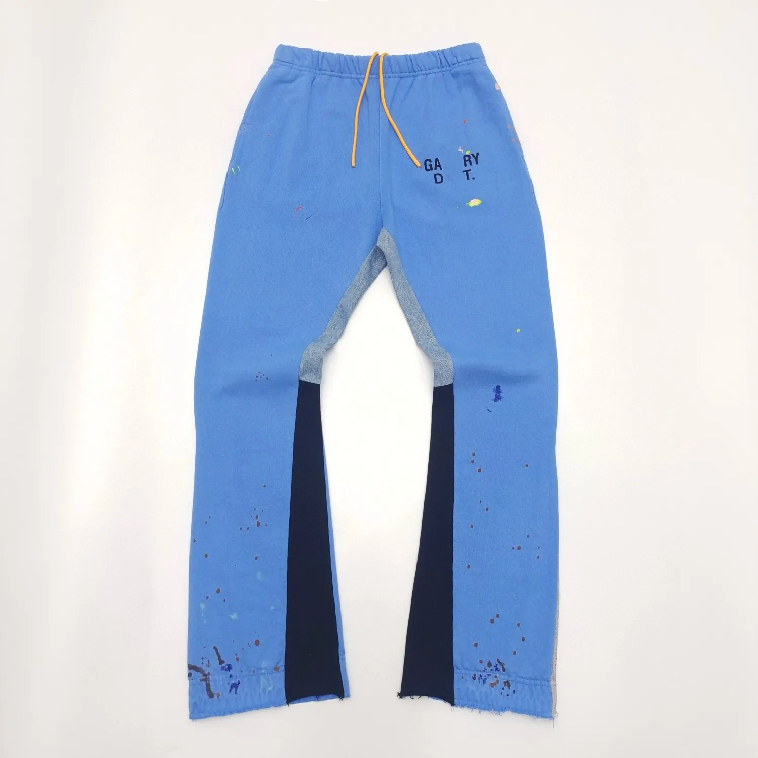 Falection 24ss GD PAINTED FLARE SWEATPANT reconstructed panels hand painted print pants blue