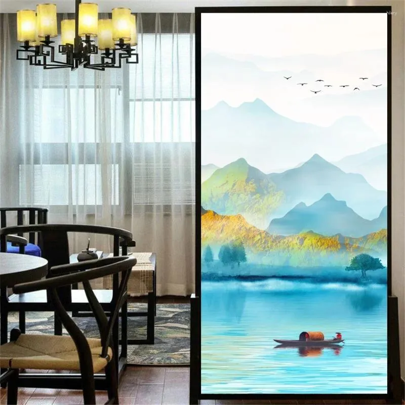 Pegatinas para ventanas, película decorativa para ventanas, pintura de paisaje de privacidad, vidrieras, sin pegamento, tinte esmerilado estático