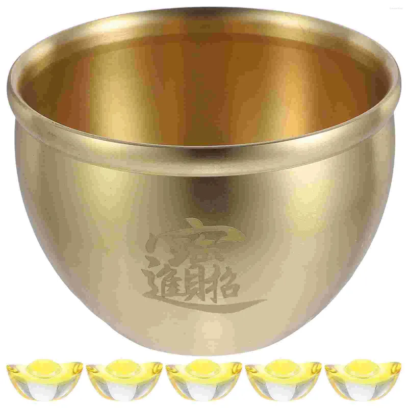 Bowls Treasure Bowl Coworker Wealth Basin Chinese Glossy Mate Brass Home Decorations