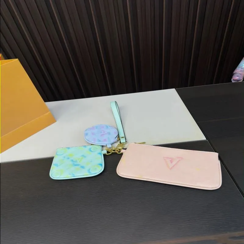 Top Luxury Designer Unisex 3-in-1 Handbag Women's Clutch Bag Wrist Bag Zipper Coin Wallet Card Bag Bag Multi-purpose Can Be Used S Psra