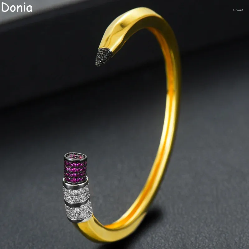 Ювелирные изделия Donia, европейская и американская мода, браслет на удачу, микро-набор, цветной циркон, титановая сталь, роскошный подарок