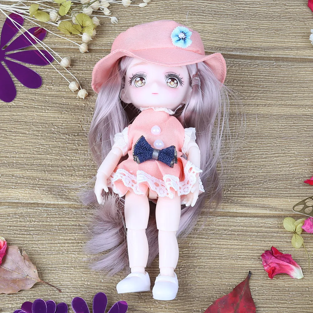 2-Pack 12cm Mini BJD Dolls, 23-Jointed Ob11 Pocket Dolls