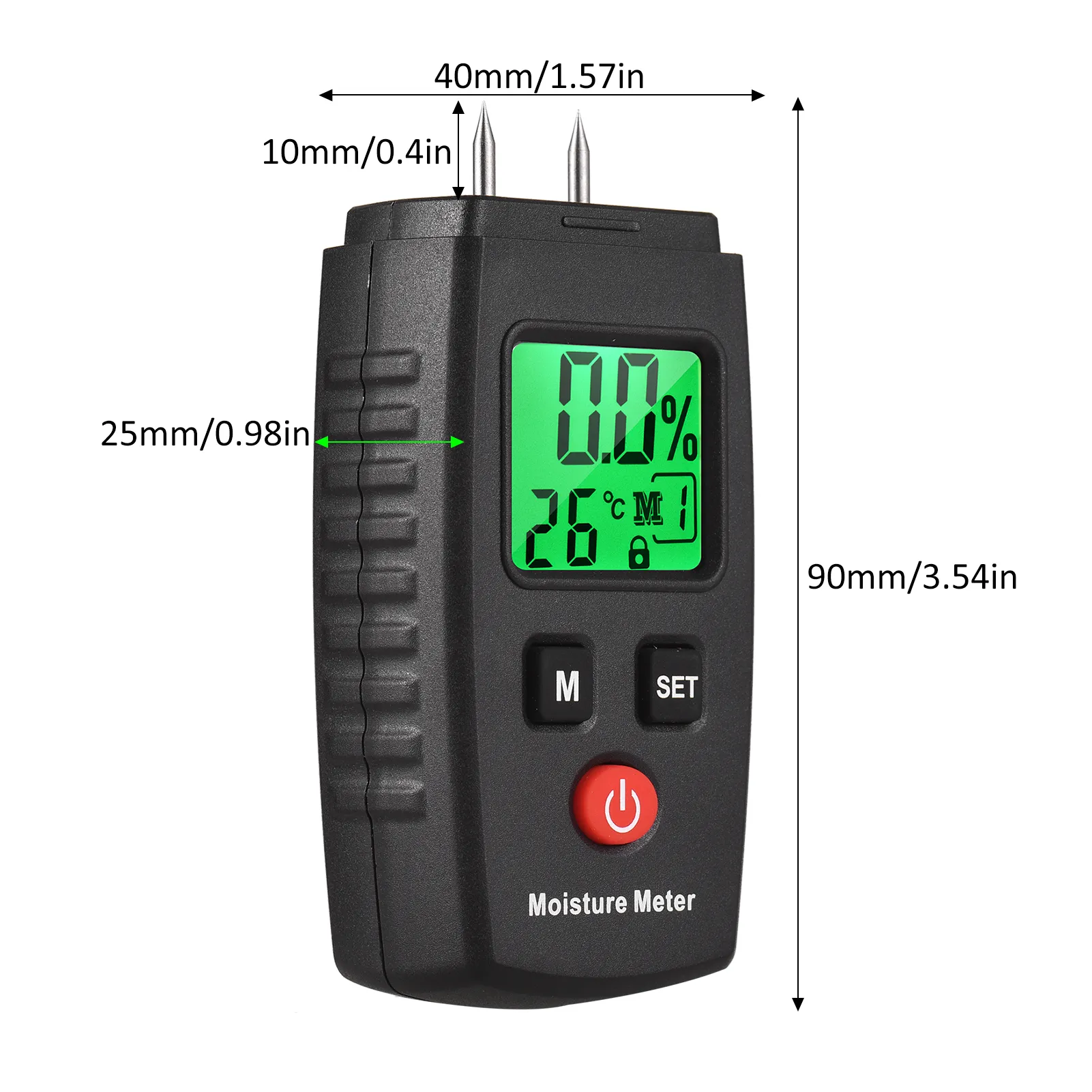 Geevorks 3 i 1 mini digitalt byggnadsmaterial Träfuktmätare Hygrometer Ambient Temperaturtestare Timmer Damp Detector