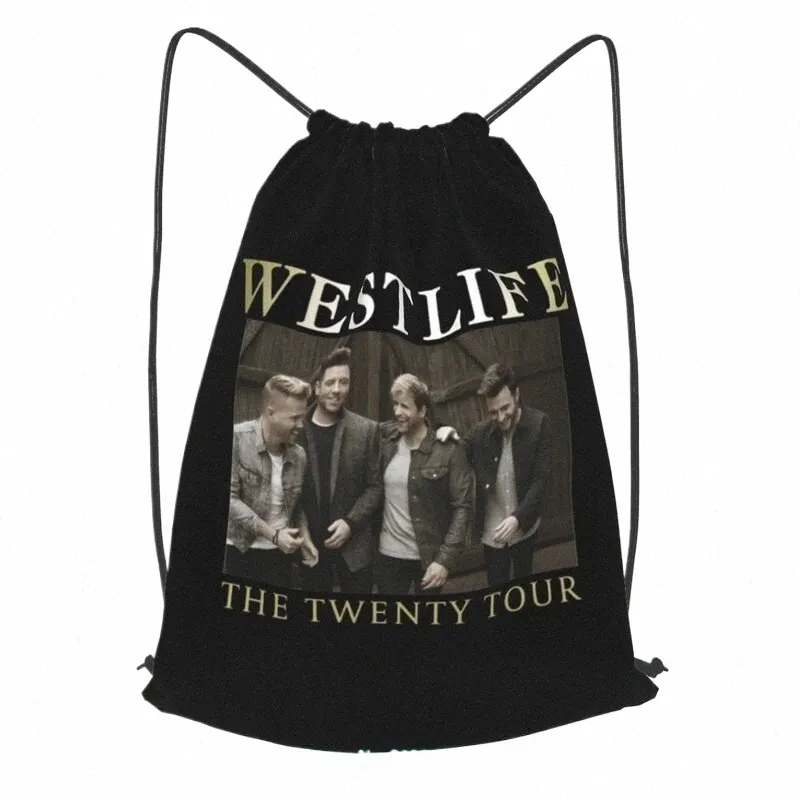 Westlife The Twenty Tour 2019 Rucksack mit Kordelzug, Vintage-Kunstdruck, personalisierte Taschen für Reisen, Sporttasche