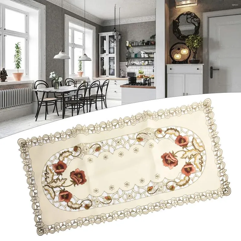 Tischdecke, elegante bestickte Spitze, Tischdecke mit Vintage-Blumenmuster, wiederverwendbar und waschbar, ideal für Partys und Feiern