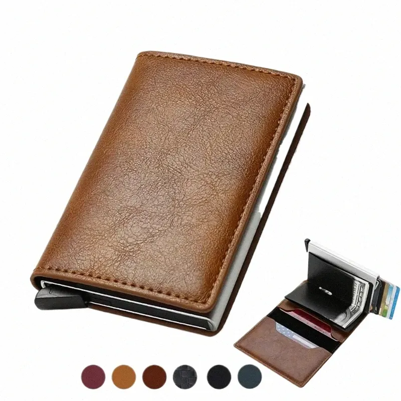 Portfel najwyższej jakości Mężczyznę mey torebka mini torebka męska vintage brązowa skórzana skórzana karta RFID Portfel Mały inteligentny portfel Pocket Walet U7SS#