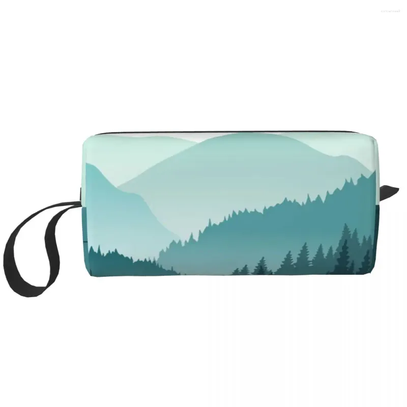 Cosmetic Bags Beautiful Green Mountain Portable Makeup Case For Travel Camping Outside Activity Toiletry Jewelry Bag