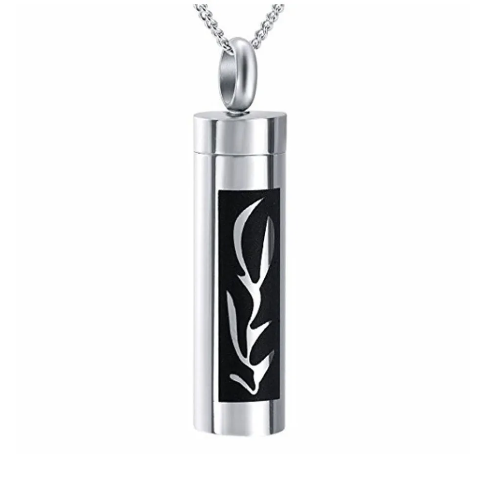 Fashion jewelry Urn Cremation Cylinder Pendant Necklace Memorial keepsake Ashes Holder Stainless Steel Urn Pendant Necklace3433