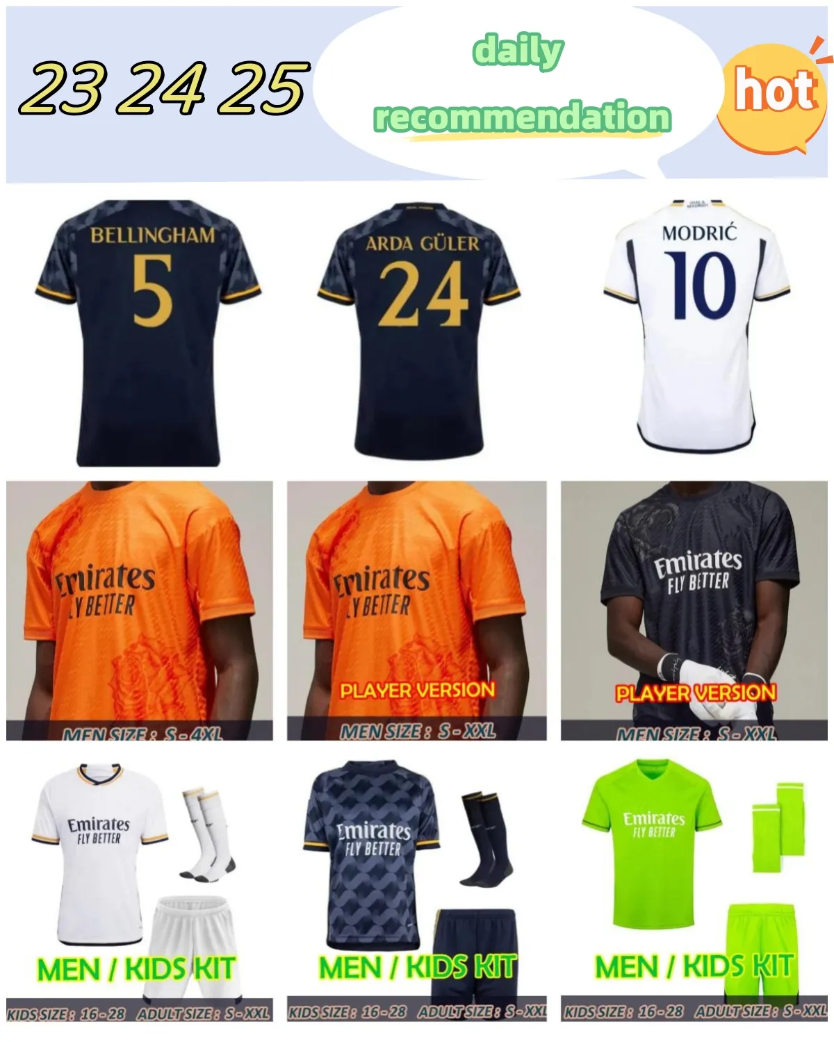 24 25 Real Madrid Vini Jr Maglie da calcio Bellingham Versione giocatore Player Camavinga Tchouameni Valverde Asensio Modric 2024 2025 Shirt da calcio Kit Kit Kit