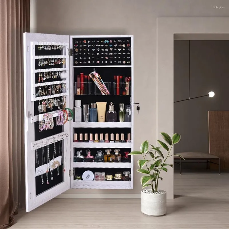 Wall mounted jewelry armoire with lock discount