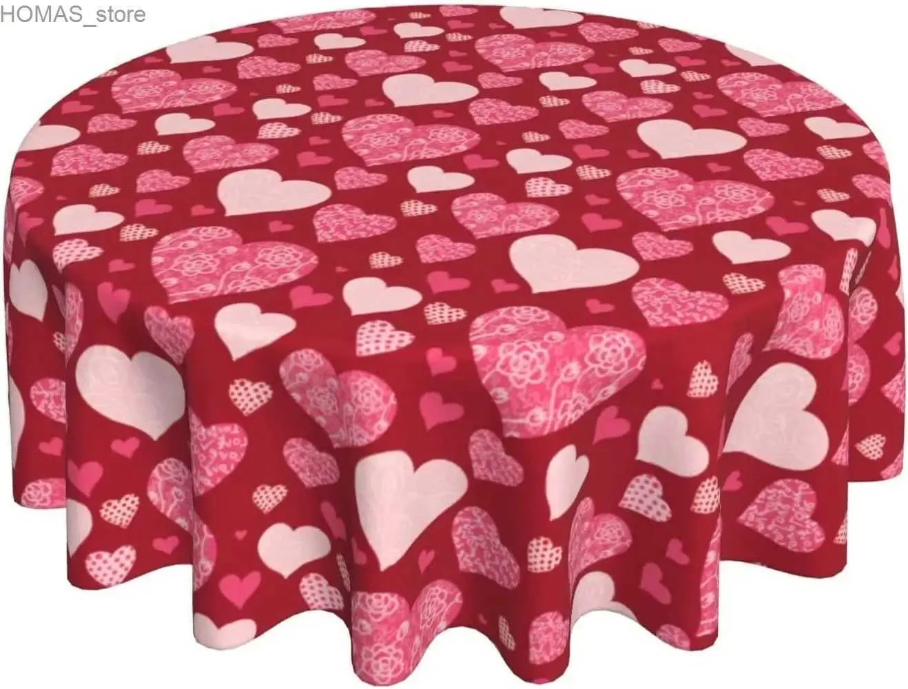 TABEL DOOF VALENTINES DAG ROUND TABELKLEOT 60 INCH LIEFDE HART TABLE Doek Waterbestendig wasbare polyester tafelbedekking voor feestdecor Y240401