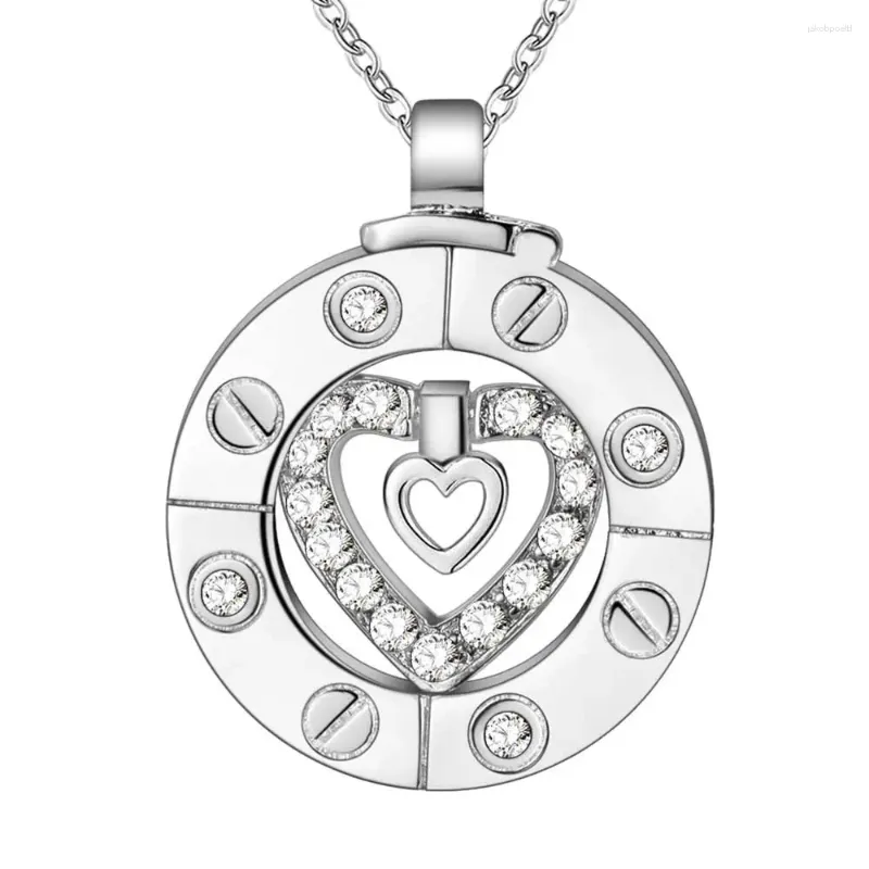 Pendanthalsband Älskar 'Wholesale Charm Silver Color for Women S925 Sterling Halsband Lady Man Fashion Jewelry 2-in-1 Heart AN292