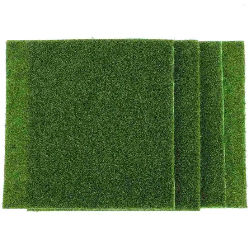 Carpets 4 Pcs Green Rug Fairy Grass Lifelike Fake Lawn Garden Mini House Decoration Miniature Ornament Miss Artificial