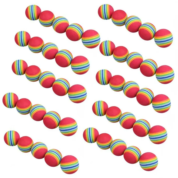 Balls 50pcs/bag Rainbow Color Golf Training Foam Balls Golf Swing Indoor Training Aids Practice Sponge Foam Balls