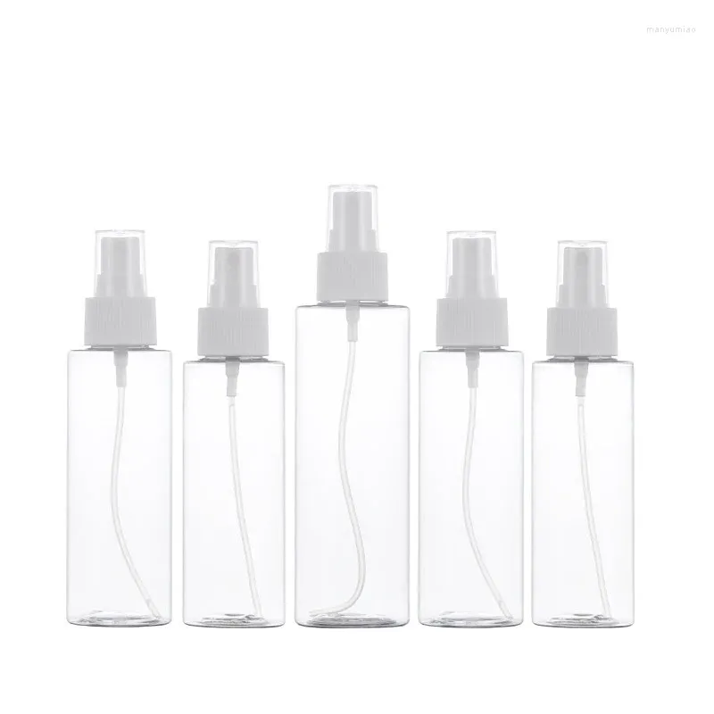 収納ボトル20pcsヘアスプレーボトルホワイトポンプ化粧品トナーペットラウンド空の透明なプラスチック100ml 120ml 150ml 200ml 250ml