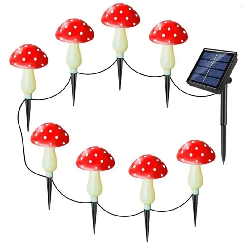 Lepels zonne-paddenstoellamp waterdicht meerkleurig LED voor Kerstmis Halloween tuin tuin gazon 8 STKS rood