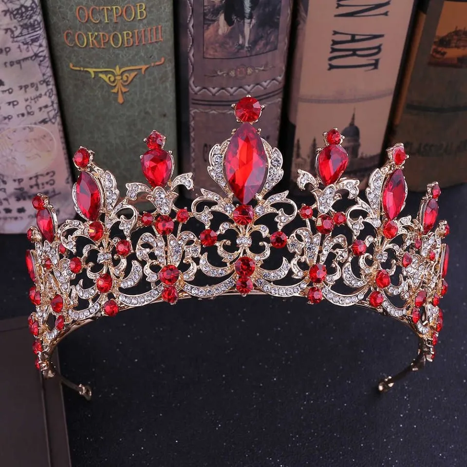 Kmvexo vermelho preto cristal casamento tiara coroa de noiva para noiva coroas de ouro bandana jóias acessórios para o cabelo 210616267f